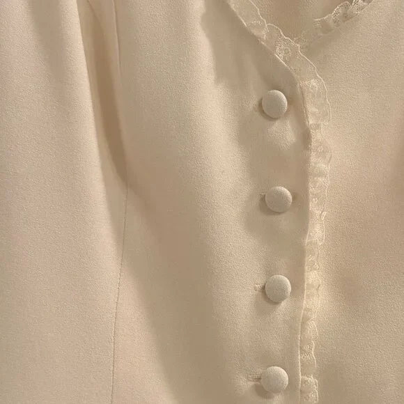 Reformation Skylar Button Front Vest Top - Cream, Size 2 - Picture 7 of 12